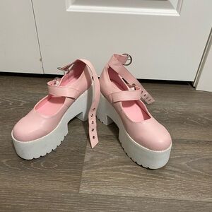 Hot Topic Pink Platform Mary Jane with Chunky White Sole